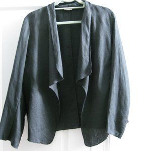 J. Jill Black Linen Waterfall Draped Cardigan  L